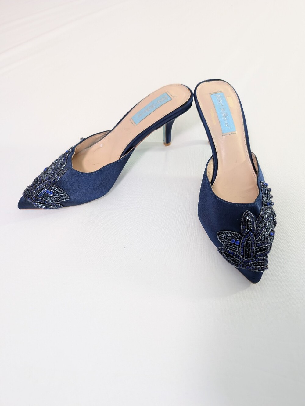 Betsey Johnson Beaded Blue Mules
